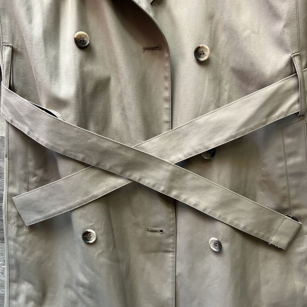 Vintage Women's Heavy London Fog Light Brown Trench Coat 4 Petite Overcoat - Picture 4 of 6